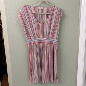 Loft Outlet Colorful Striped V-Neck Mini Dress